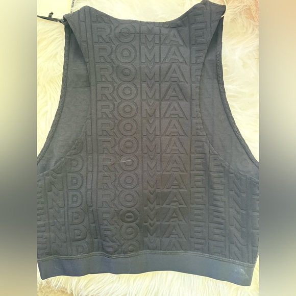 Fendi Black Embossed Logo Crop Top - Picture 2 of 3